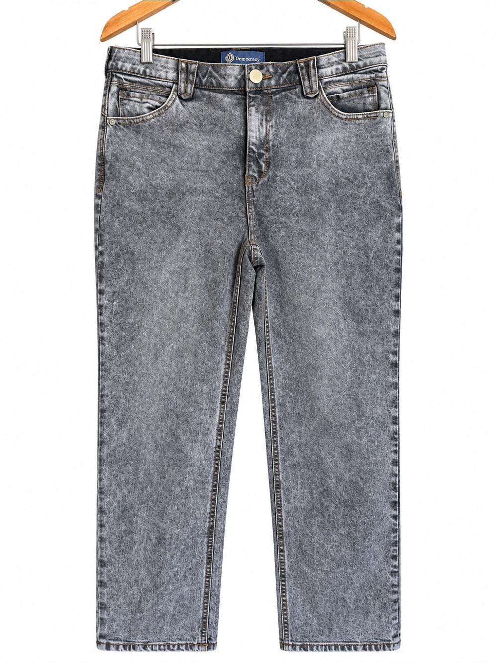 Democracy "Ab"solution 8 High Rise Straight Leg Jeans Grey Acid Wash slimming